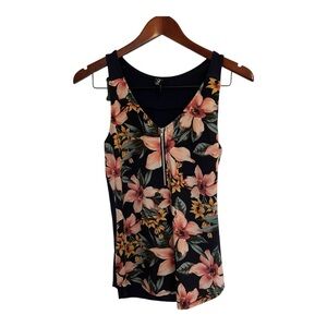 Colori Floral Sleeveless Top - Pink and Navy blue size small